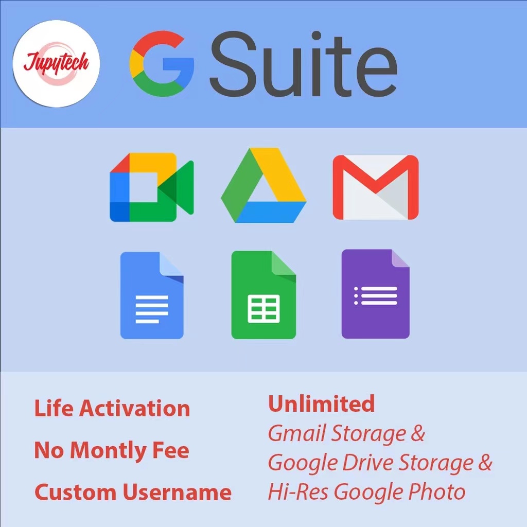 Lifetime G Suite Account Unlimited Gmail Storage & Google Drive
