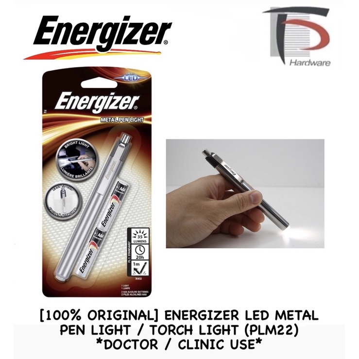 [100 ORIGINAL] ENERGIZER LED METAL PEN LIGHT / TORCH LIGHT (PLM22) *DOCTOR / CLINIC USE
