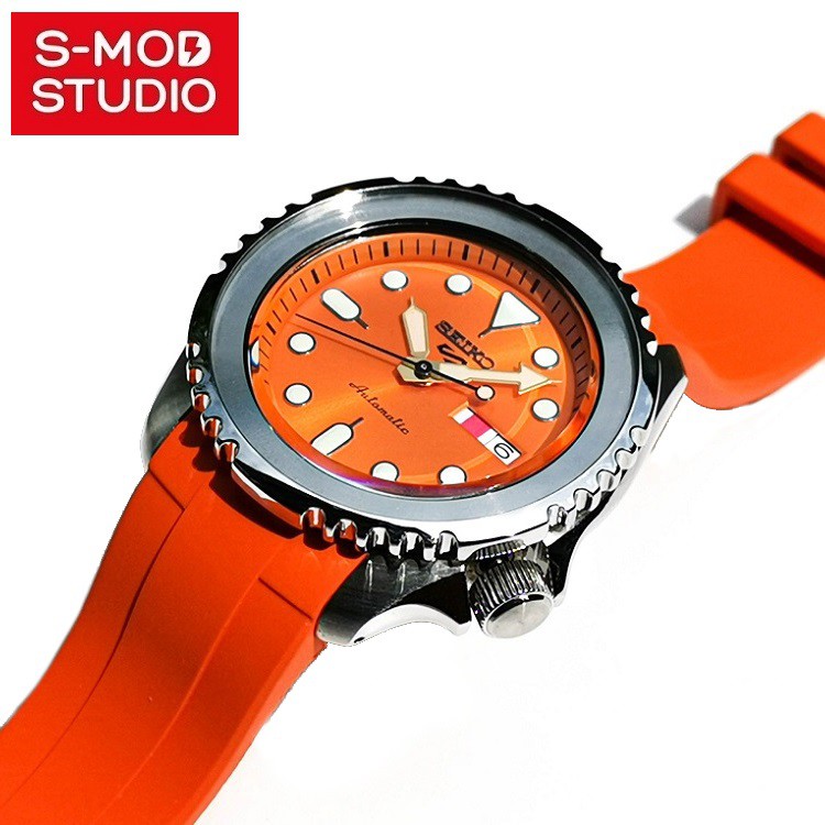 SMOD Seiko 5 Perfect Fit Curved End Rubber Strap Band 22mm FKM Seiko