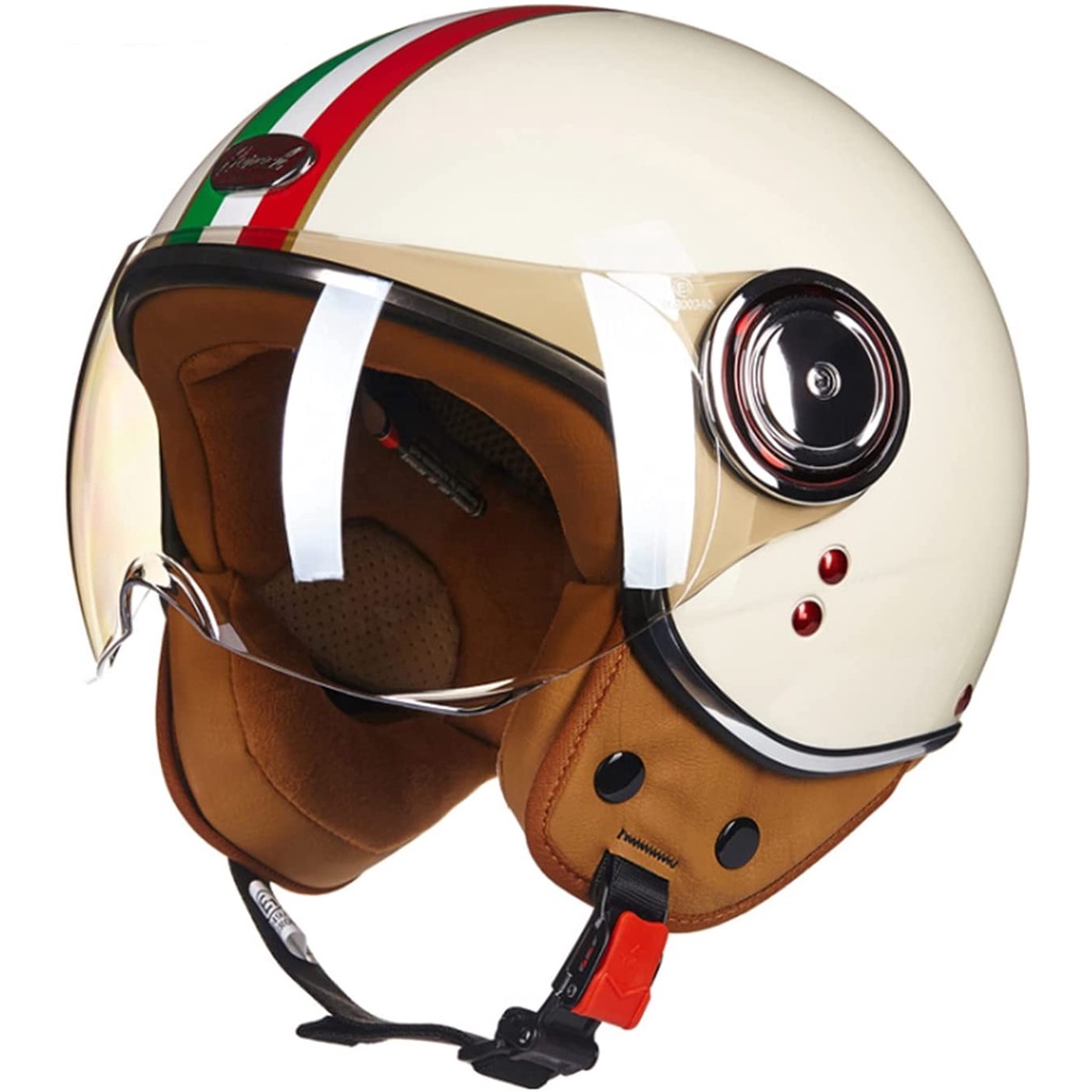 Open Face Helmet with Visor, 3/4 Motorcycle Helmet, Adults Retro Moped