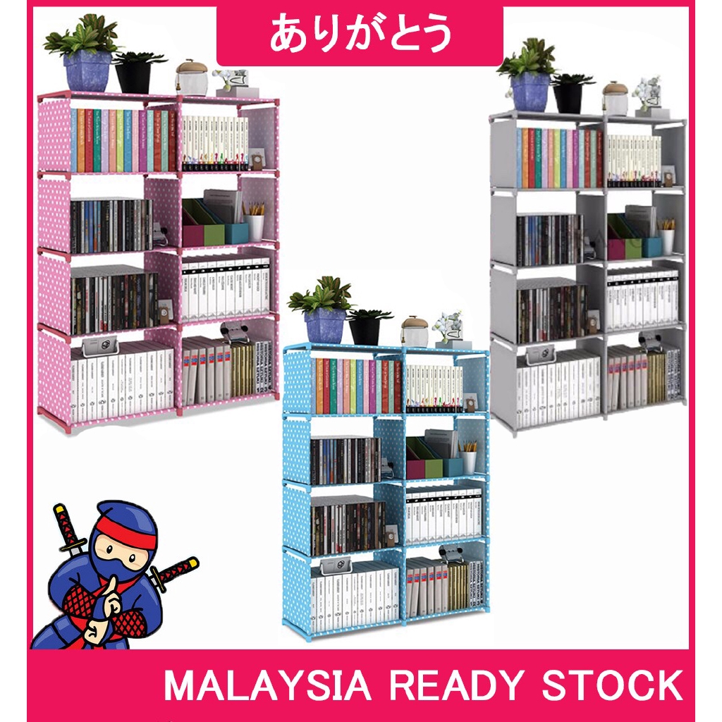 Arigatou Korean DIY Book Storage Shelf 5 Tier with 8 Columns Bookcase