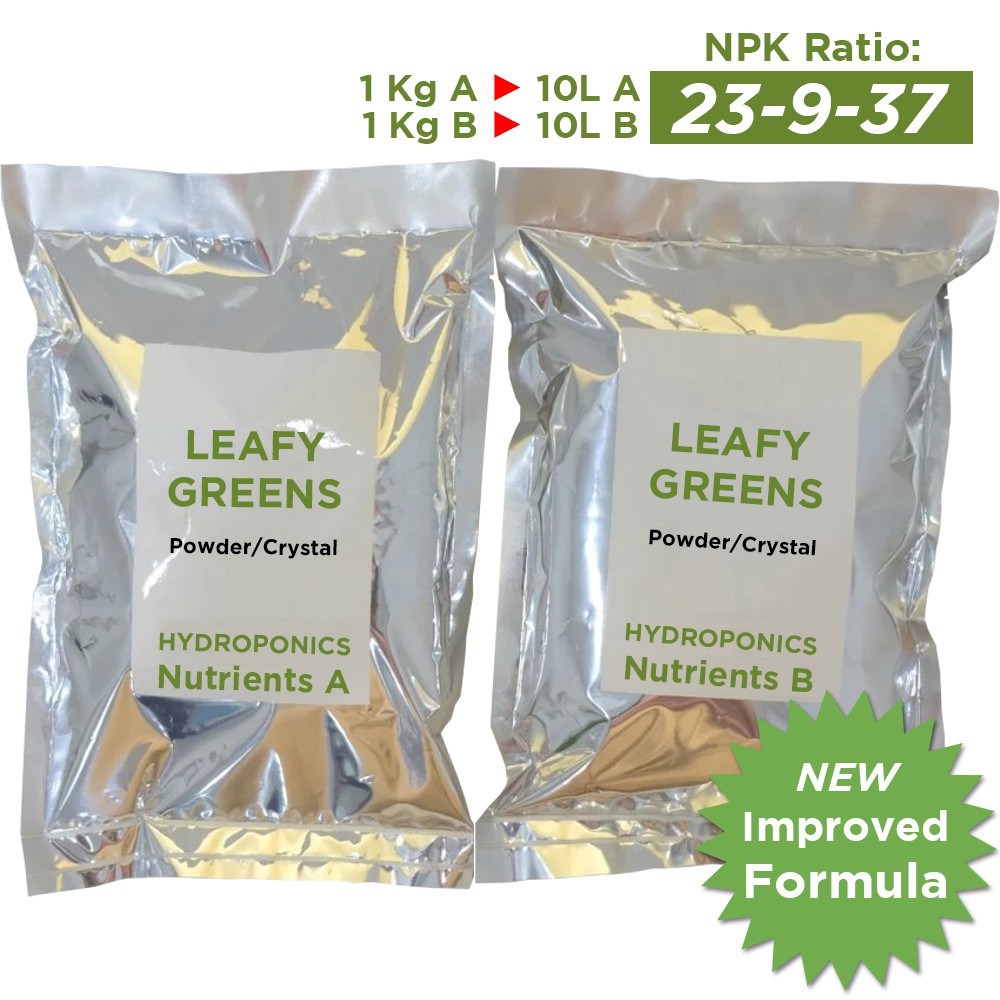 Leafy Greens Nutrients Hydroponic Solid Fertilizer 2kg (10 Liters Liquid A/B) Powder Crystal