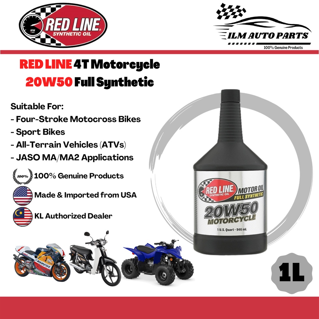 [ILM] RED LINE 4T 20W50 1L Fully Synthetic Engine Oil Motorcycle