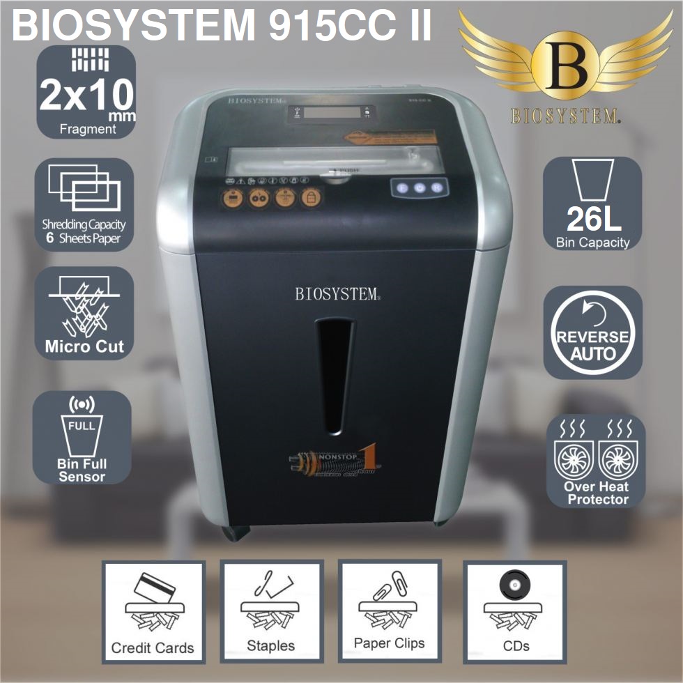Heavy Duty Paper Shredder Biosystem 915CC II Mesin Perincih Besar 1