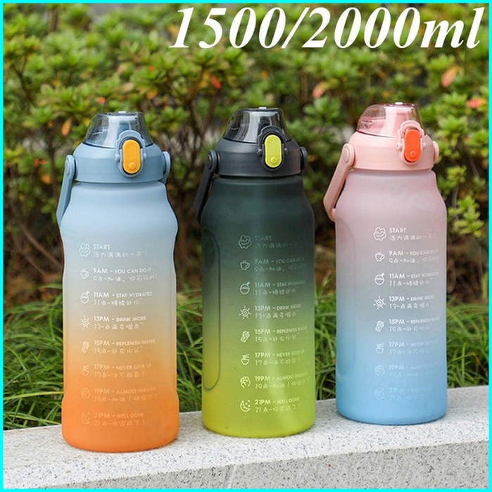 1 Liter Water Bottle With Time Scale Fitness Outdoor Sports Bottles