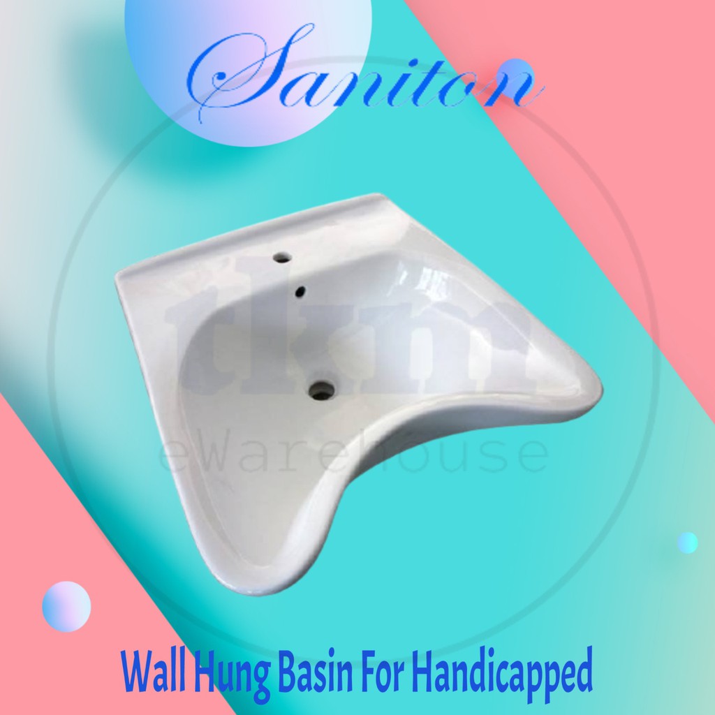 SANITON WALL HUNG WASH BASIN FOR HANDICAPPED / DISABLED PERSON WALL
