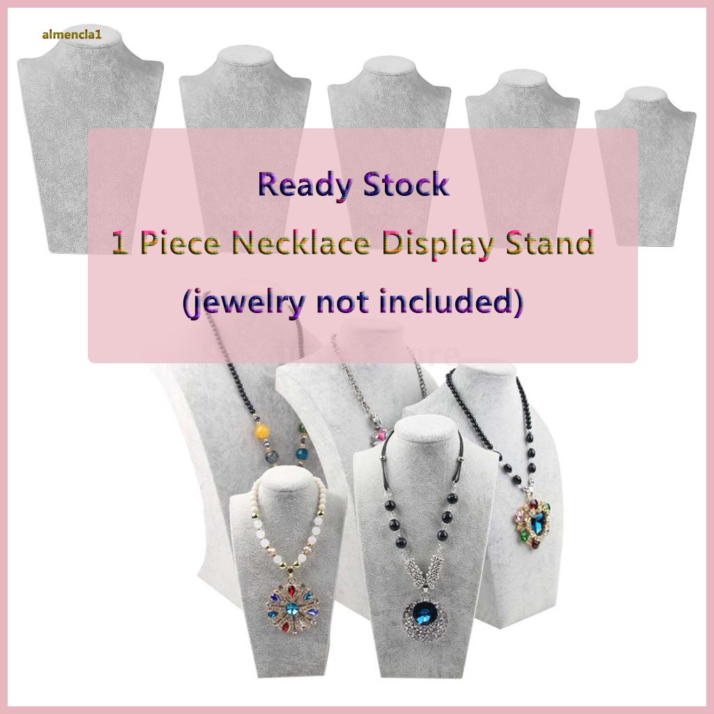 [AlmenclaabMY] Grey Velvet Necklace Bust Mannequin Jewelry Display Stand Figure Holder 5 Sizes