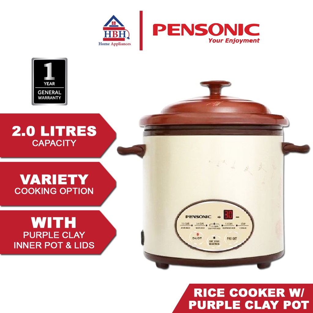 Pensonic Healthy Purple Clay Rice Cooker PRC20AC (2.0L) Shopee Malaysia