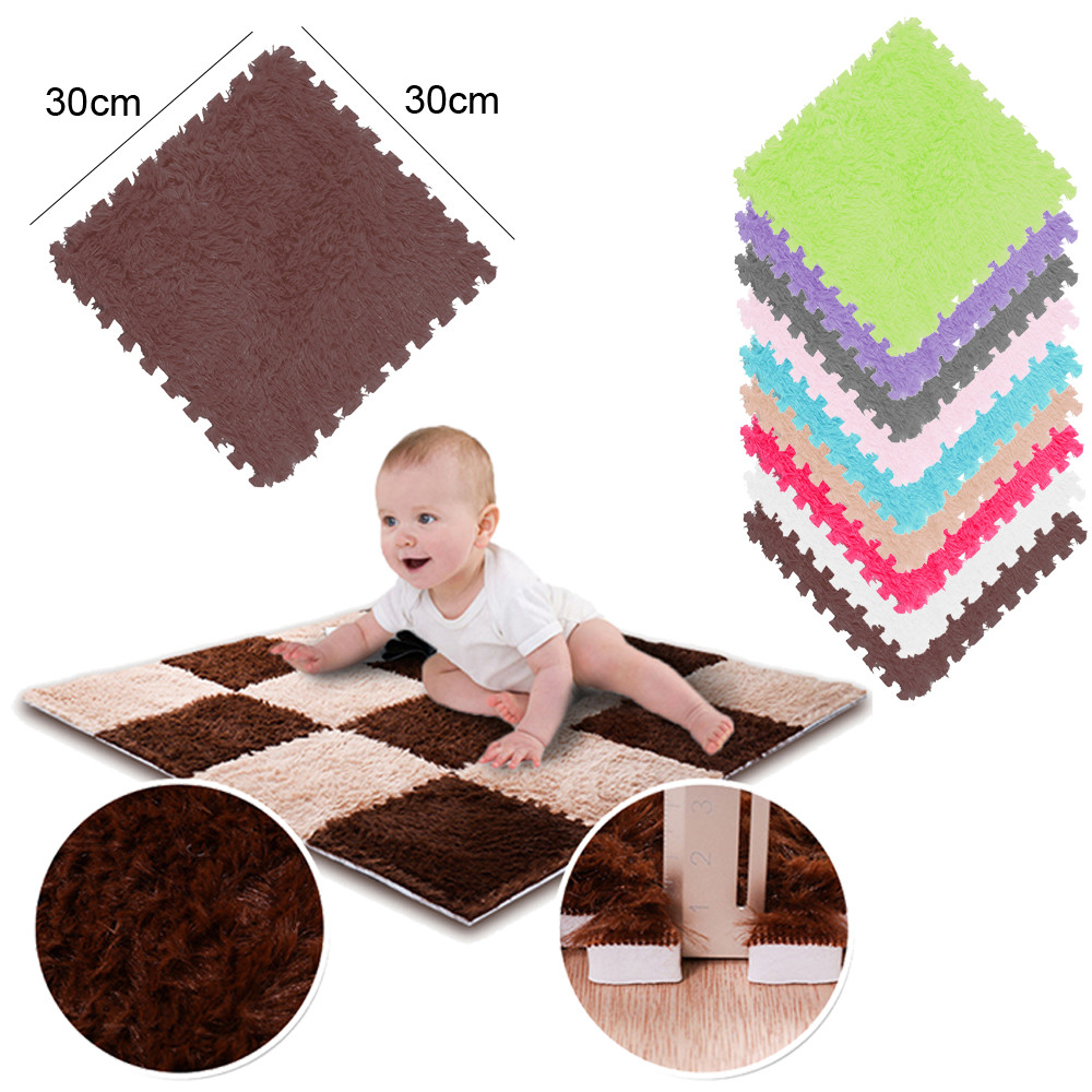 30*30cm Spliced Velvet Floor Mat,Foam Puzzle Carpet Bedroom Eva Foam