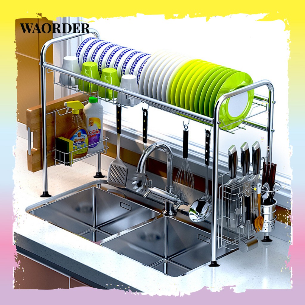 Stainless Steel Draining Single & Double Sink Dish Rack Drainer Storage