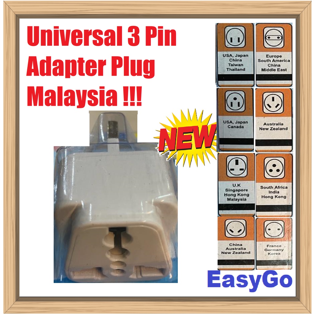 Universal 3 Pin Adapter Plug Malaysia China British Europe Travel