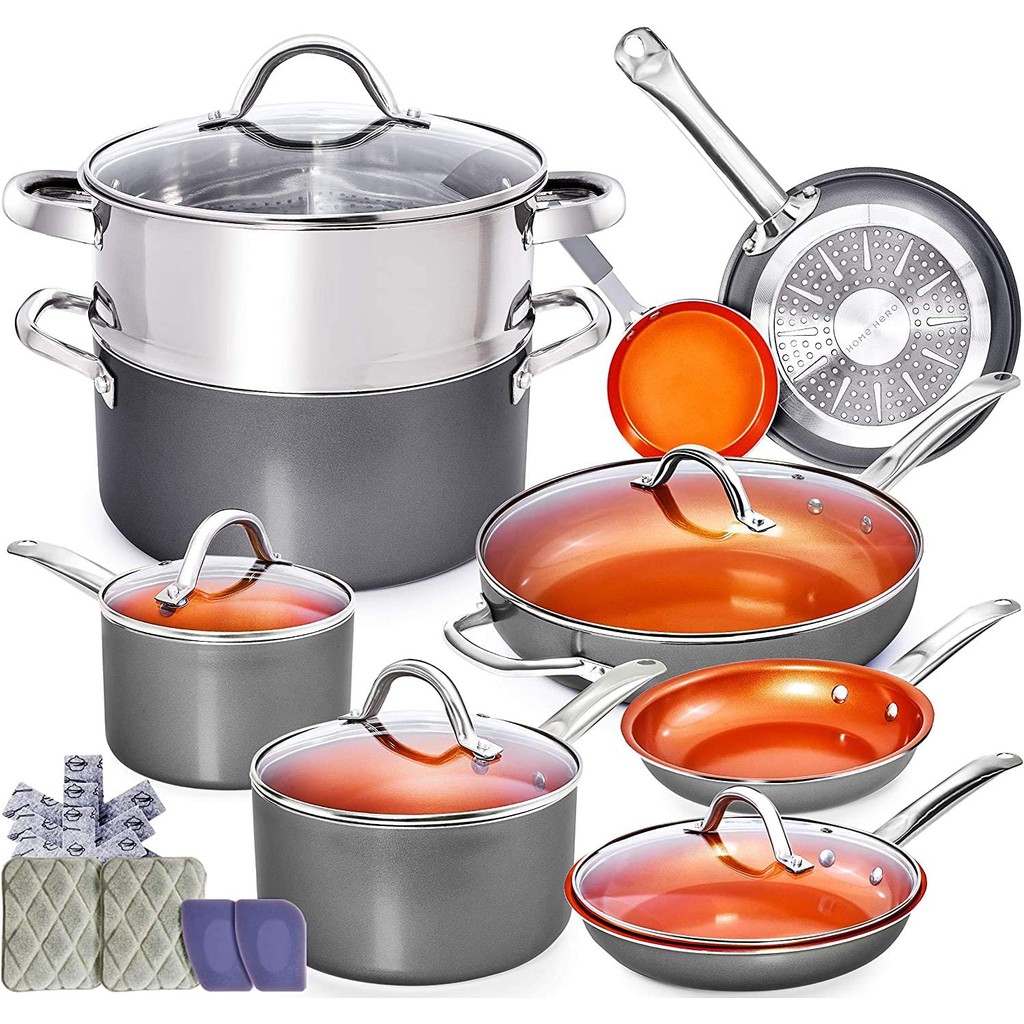 Copper Pots and Pans Set Nonstick Cookware Set 13pc Induction