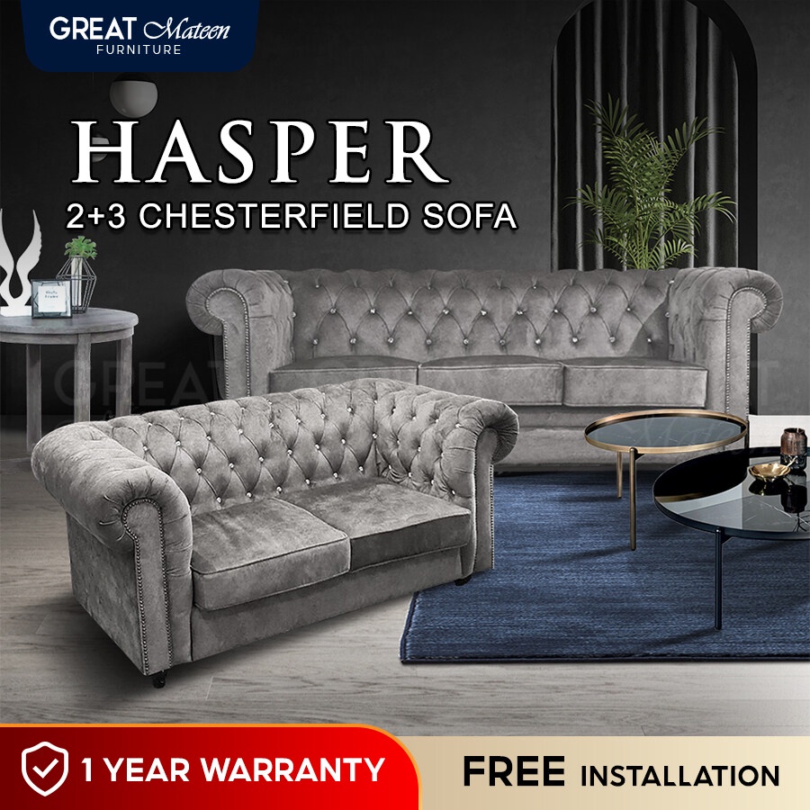Hasper 2+3 Chesterfield Sofa / 2 Seater / 3 Seater / Sofa Velvet / Sofa