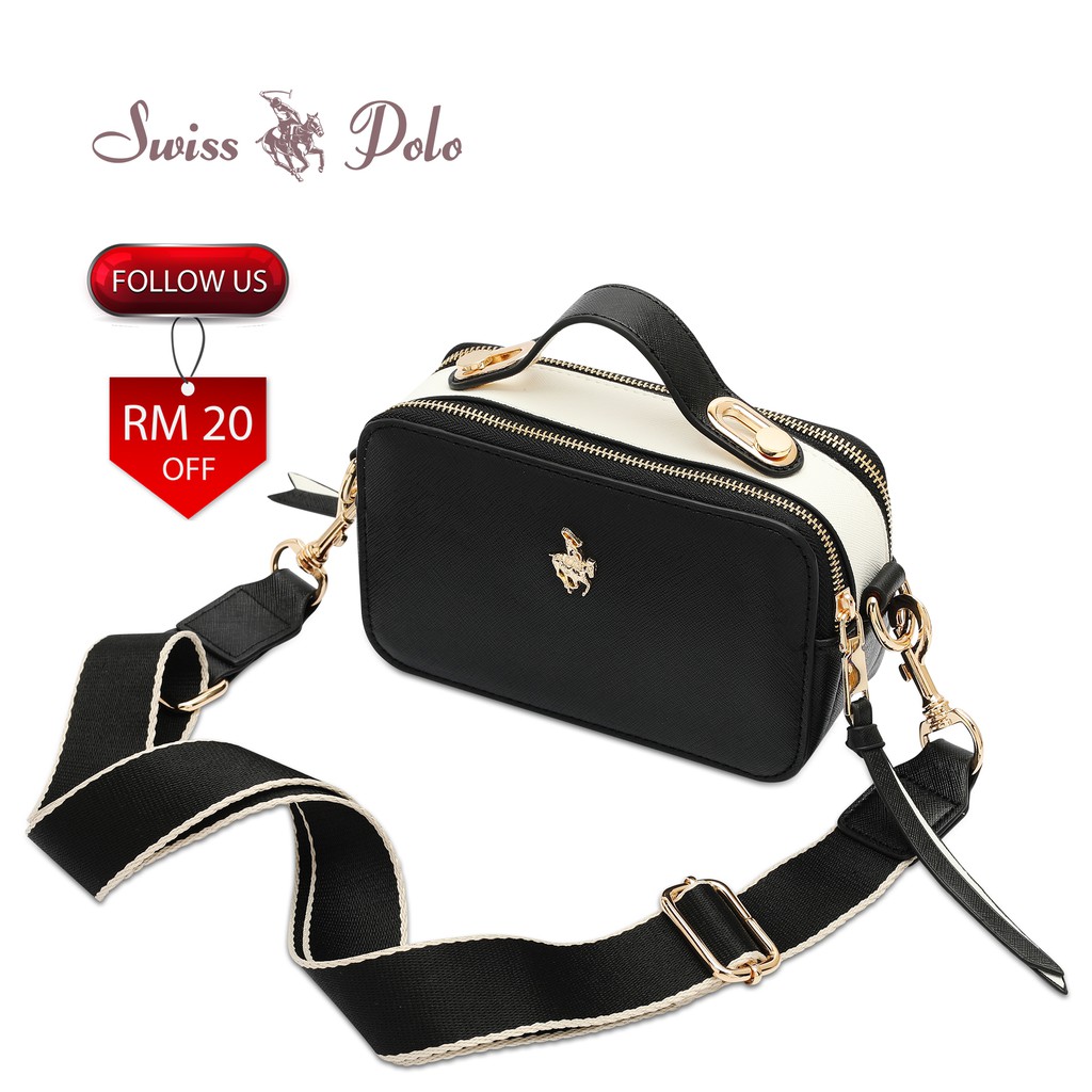 SWISS POLO Ladies Sling Bag HEX 91821 Black Shopee Malaysia