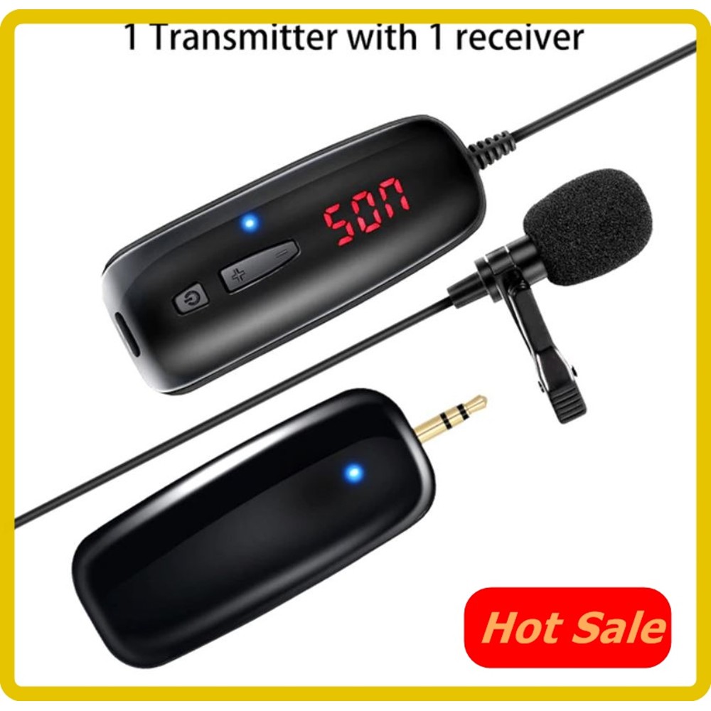 UHF 2.4G Wireless Lavalier Lapel Clipon Mic iPhone Android Phone Video
