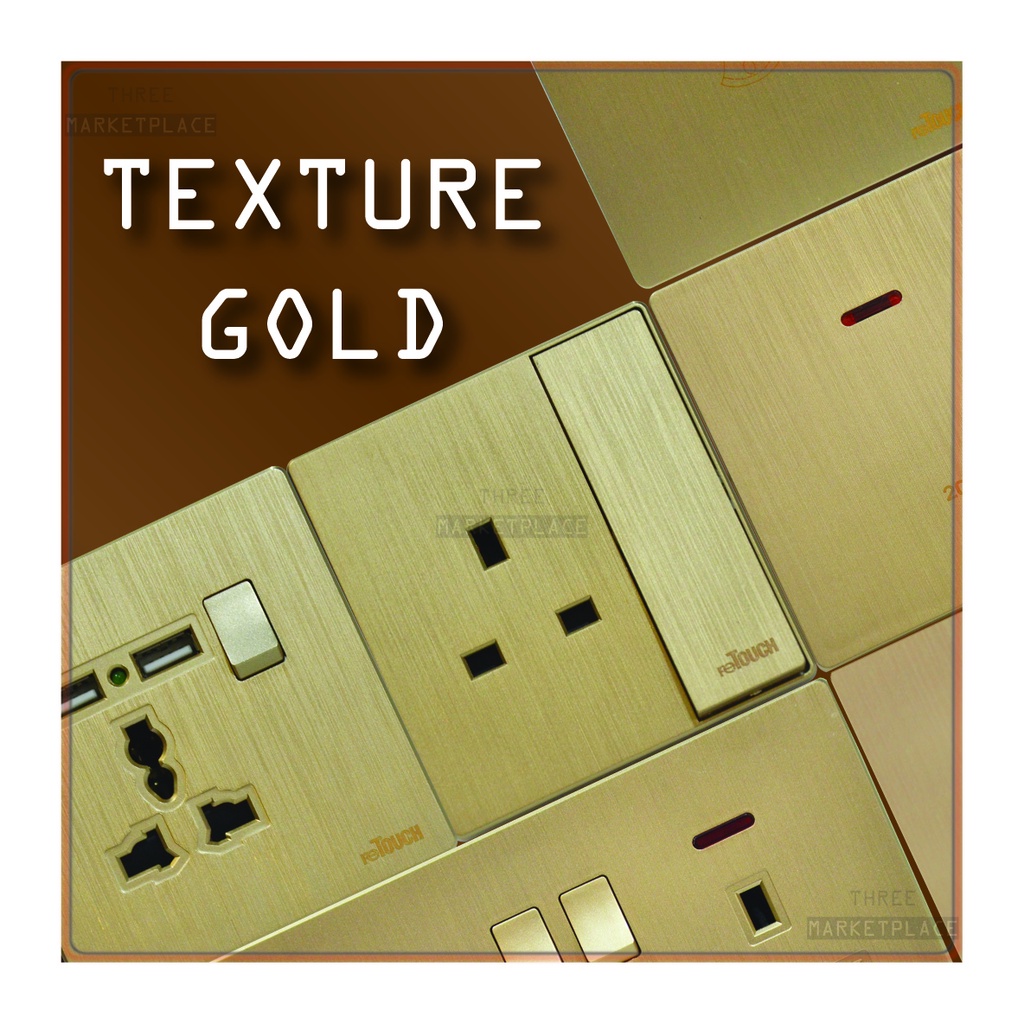 [GOLD][SIRIM] Ultra Rimless Modern Switches Socket 1/ 2/ 3/ 4 Gang 1/ 2