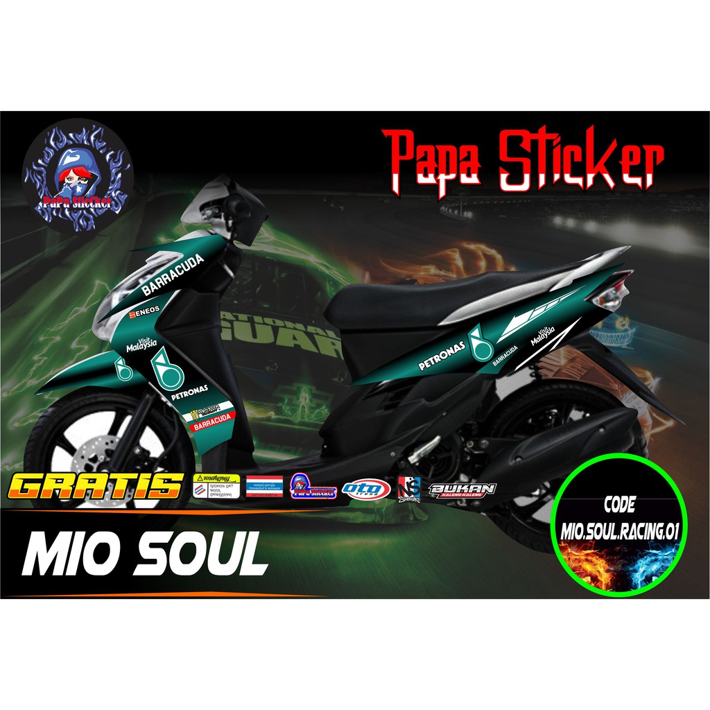 Mio Soul Karbu PETRONAS STRIPING, Mio Soul Karbu Motorcycle list Sticker, Mio Soul RACING 01st
