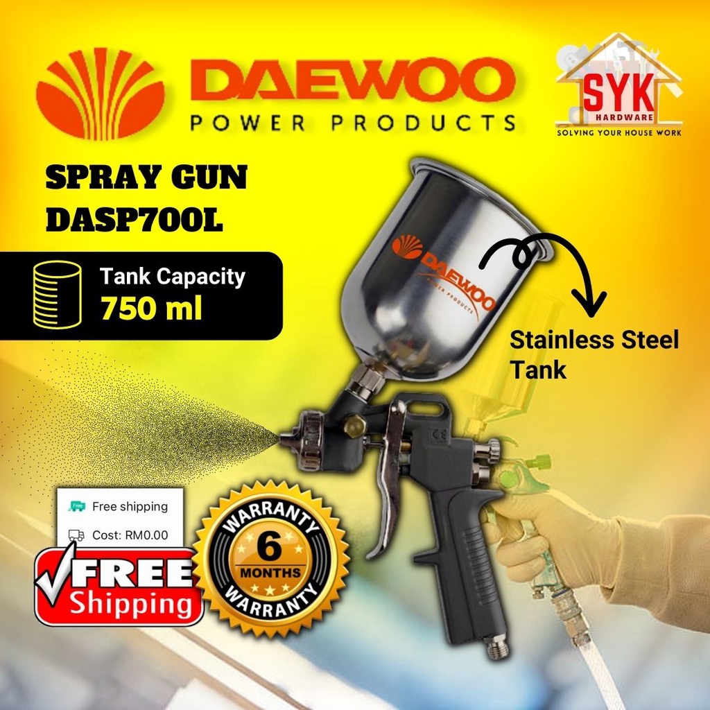 SYK FREE SHIPPING DAEWOO Spray Gun 750ml DASP700L Paint Sprayer Machine Gun Painting Tools