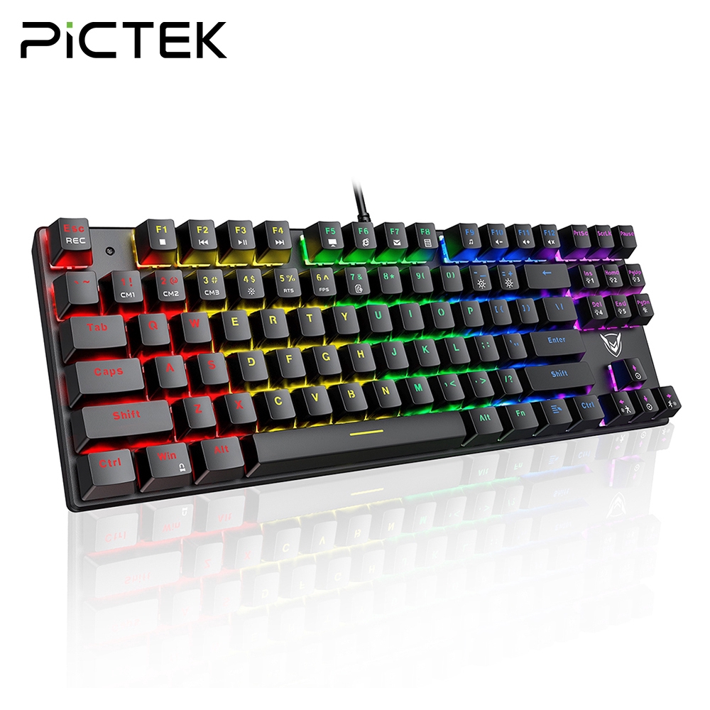 PICTEK PC244 Wired Gaming Mechanical Keyboard RGB LED 87 Keys Blue