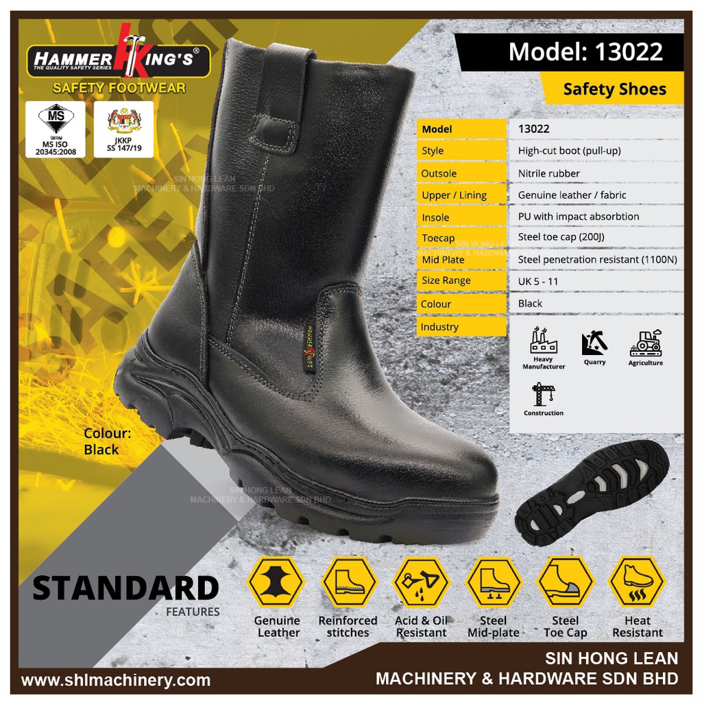 Hammer Kings Standard Safety Shoes 13022 Men Shoes High Cut Pullup