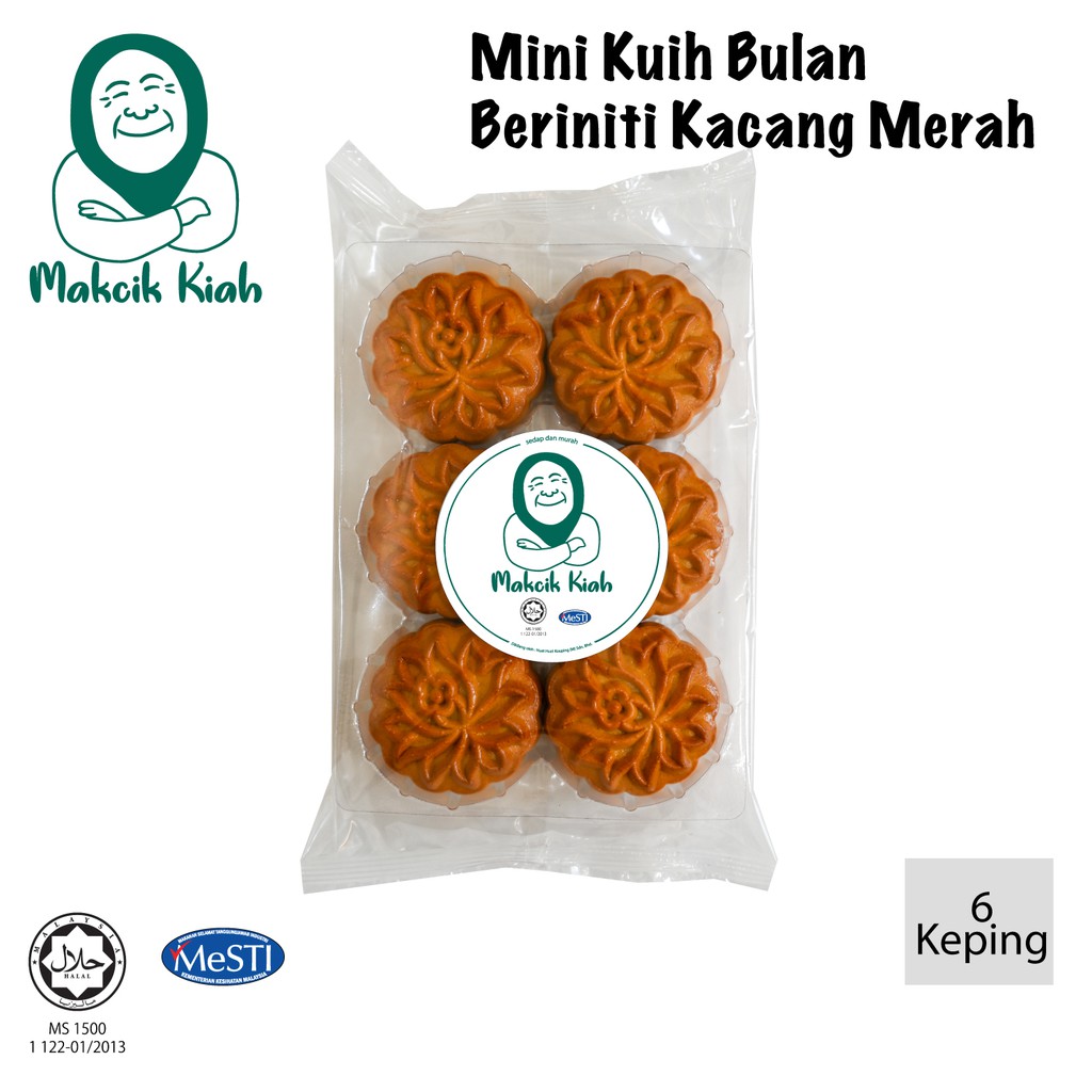 Makcik Kiah Mini Kek Bulan Berinti Kacang Merah 6 Biji