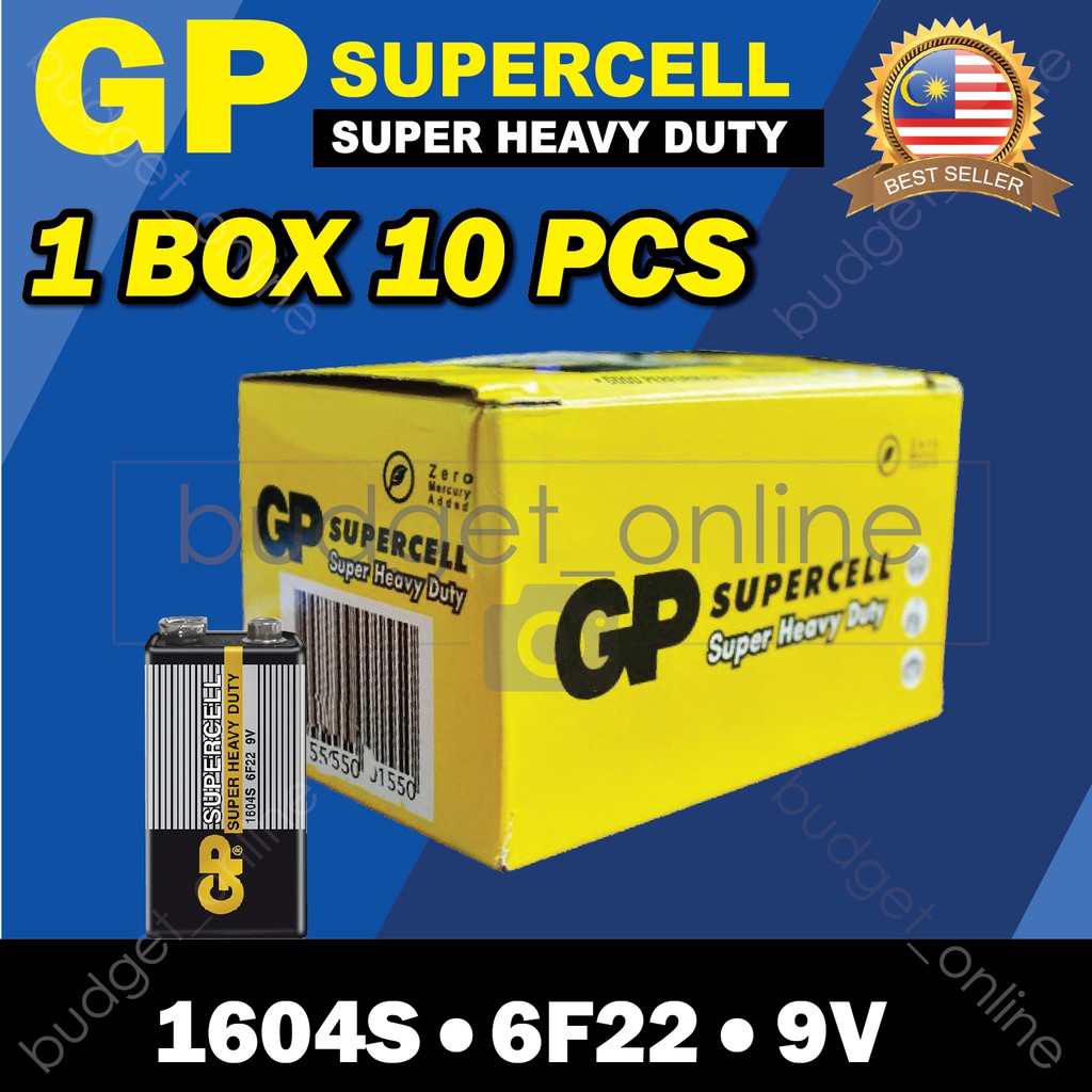 GP SUPERCELL Super Heavy Duty 1604S 6F22 9V Battery Batteries 1BOX