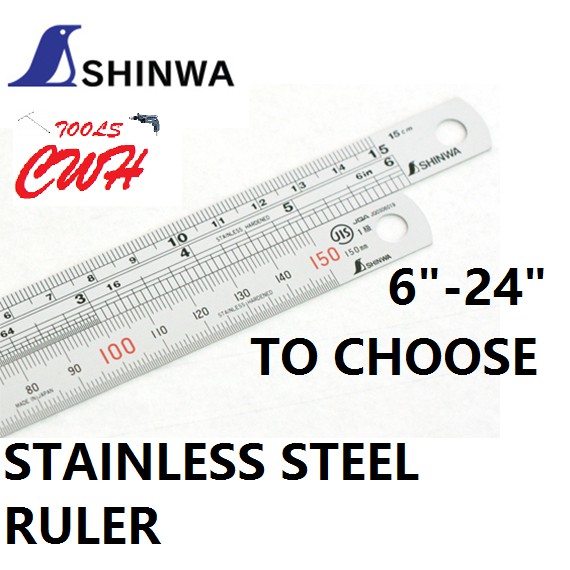 SHINWA JAPAN 6" 12" 24" STAINLESS STEEL RULER RULE ROUNDED END