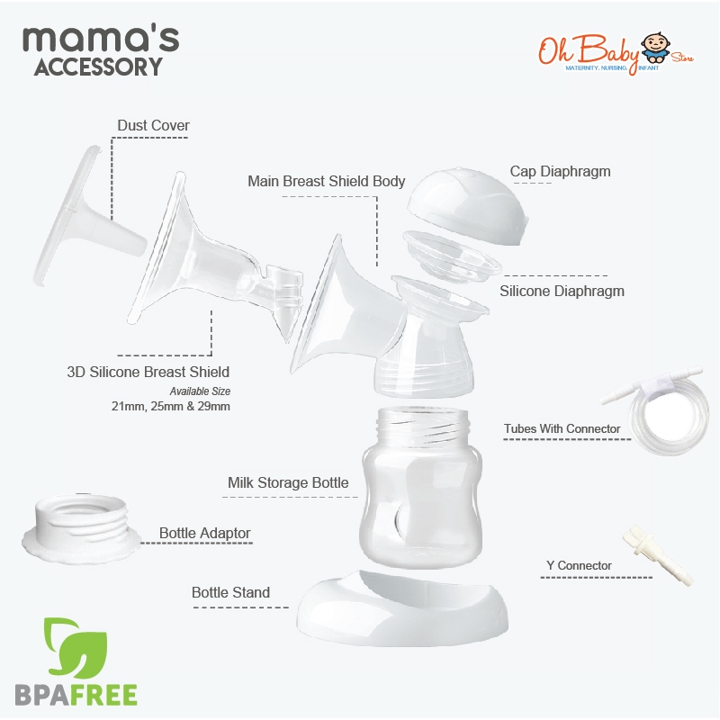 Mama's Breast Pump Accessory (Breast Shield 21mm/25mm/29mm, Diaphragm