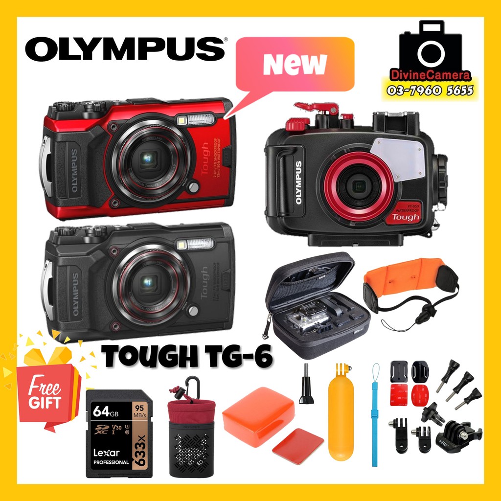Olympus Tough TG6 Olympus TG6 With Pt059 Underwater Casing Package, Lexar 64GB SD High Speed