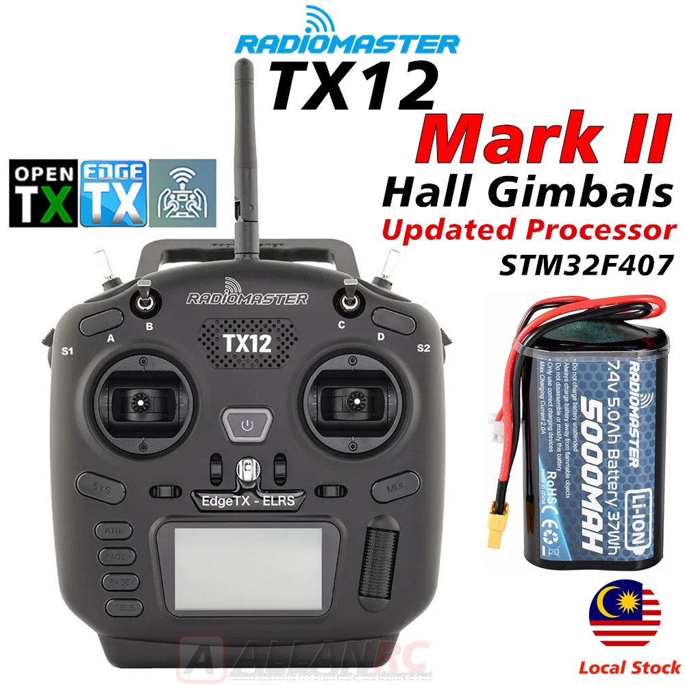 RadioMaster TX12 Mark II 16ch New Hall Gimbals 2.4GHz 16CH ELRS EdgeTX