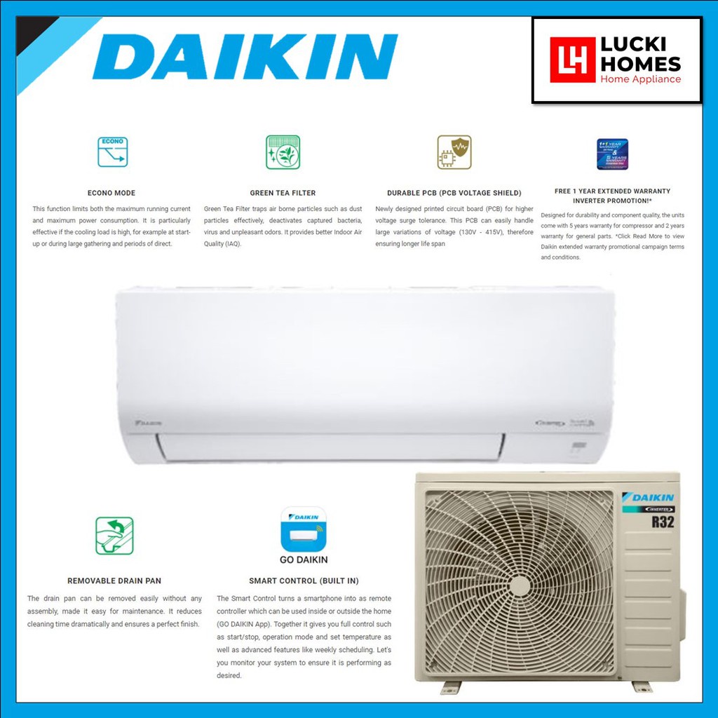 Daikin Aircond 1.0HP Inverter FTKF25AV1M Shopee Malaysia