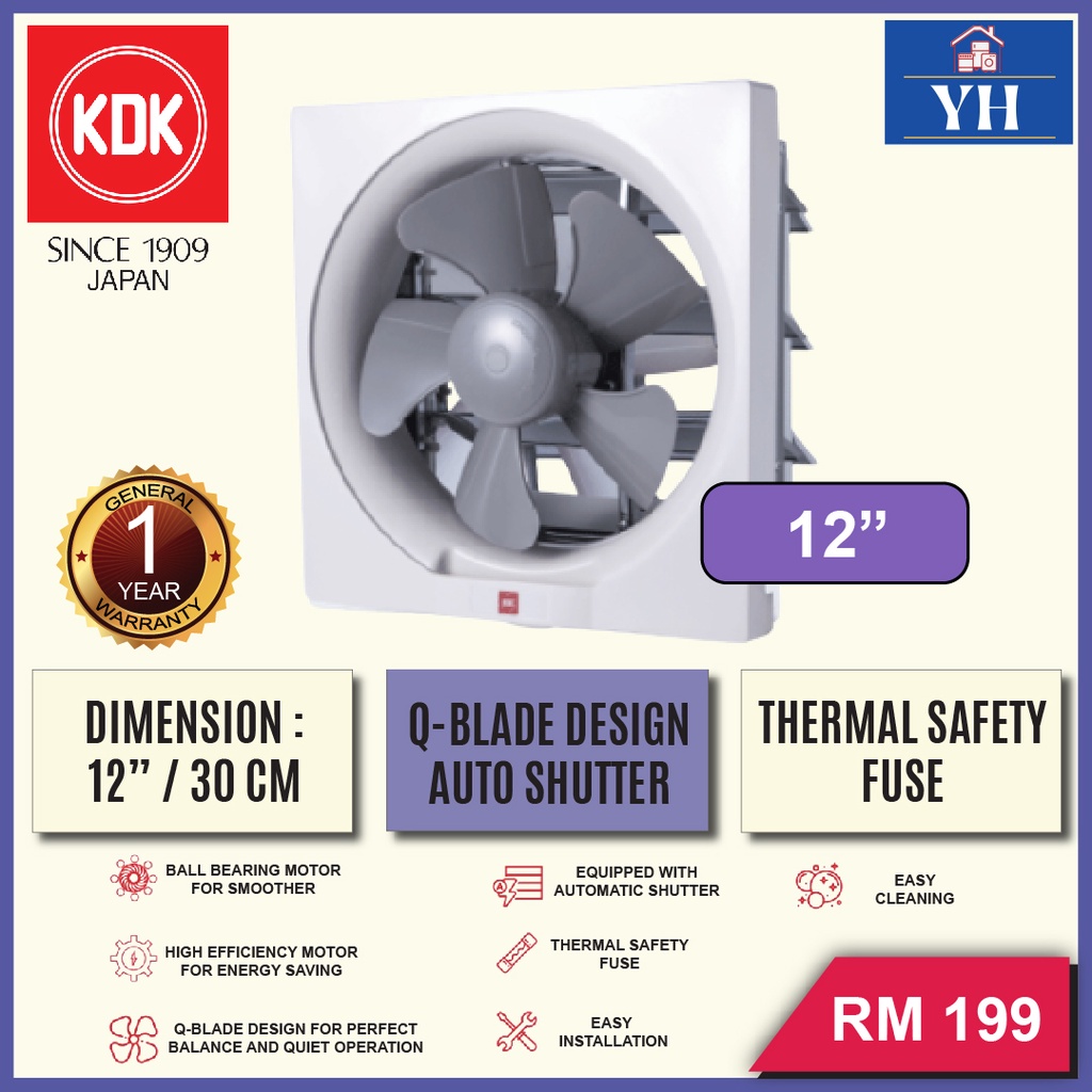 KDK 12" Wall Mount Propeller Ventilating Fan Exhaust Fan 30AQM8
