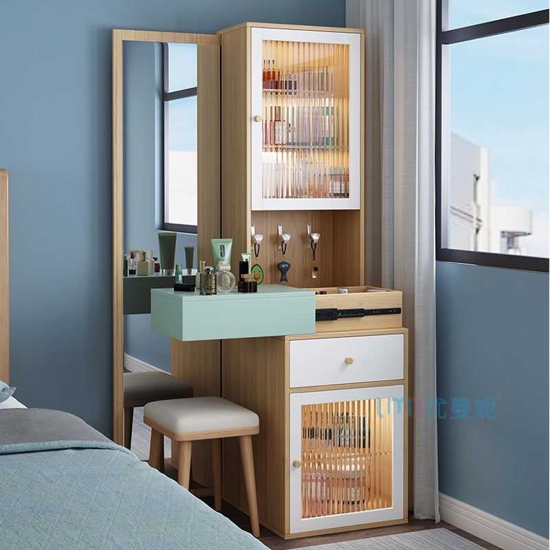 Nordic Full Length Mirror Dressing Table Storage With Stool