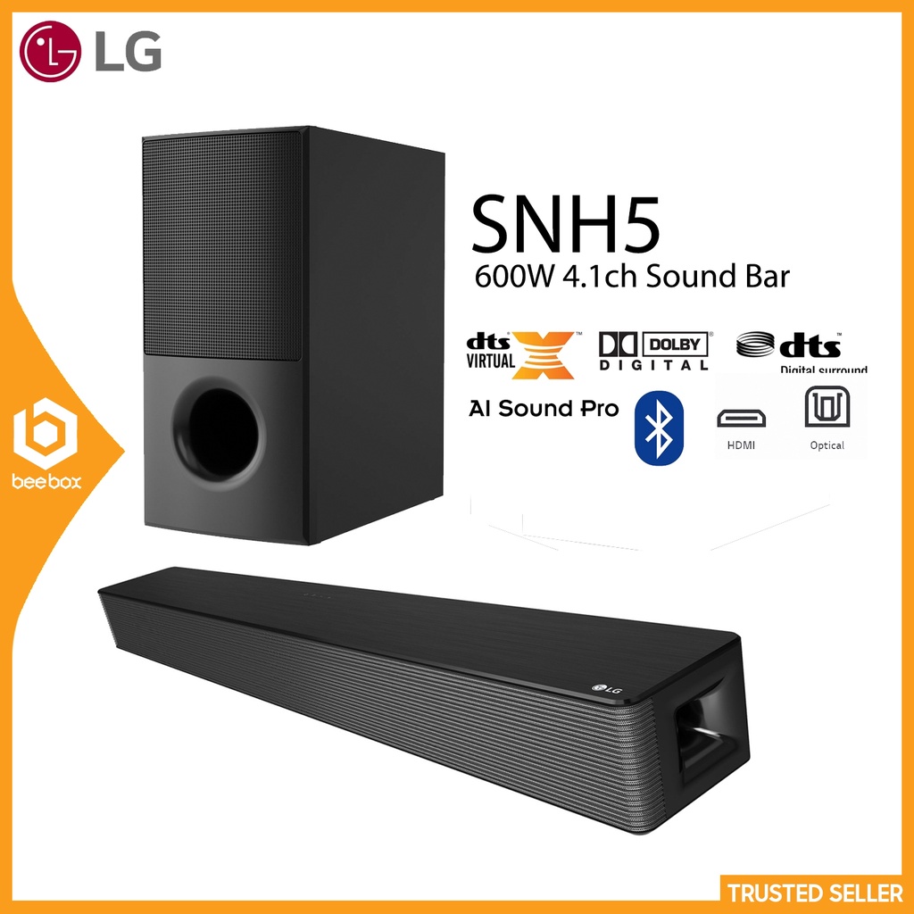 LG SNH5 4.1ch Sound Bar with DTS Virtual X & Bluetooth Connectivity