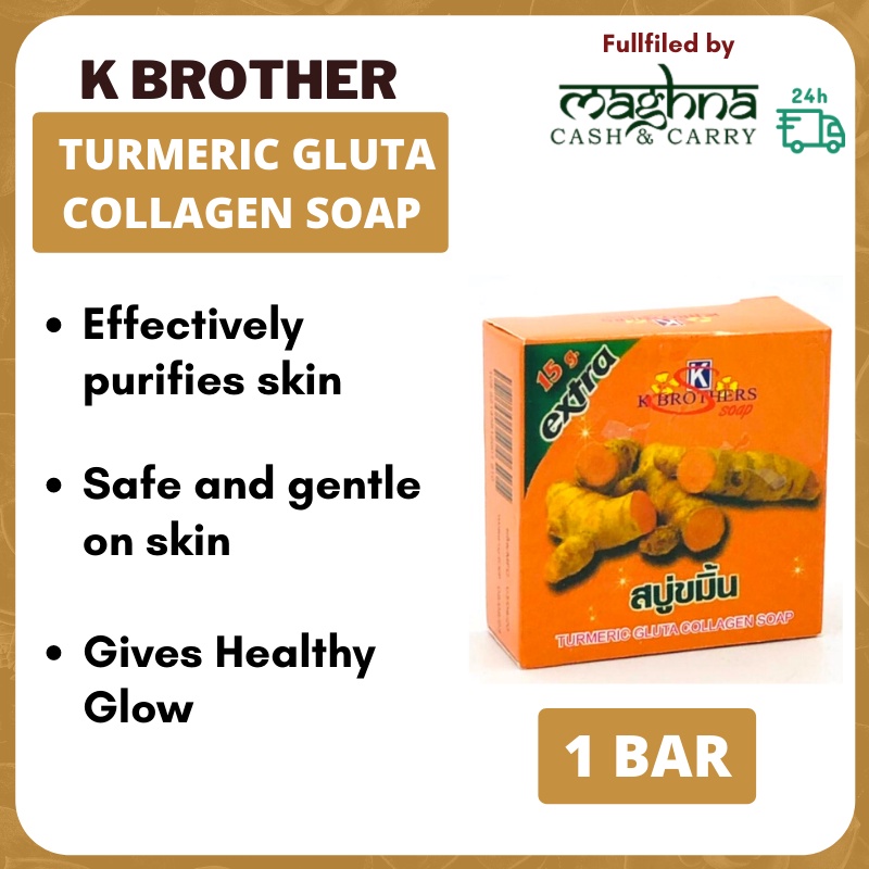 K Brothers Turmeric Collagen Soap Facial Bar 1 Bar (50 g) Shopee