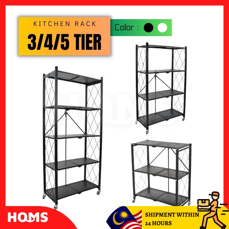 HOMS Foldable Storage Rack with Wheel Rak Dapur Rak Dapur Rak