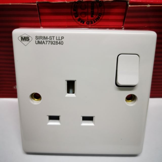 UMS 13A Switch Socket 3 Pin Wall Socket / 3x3 NUT BOX Shopee Malaysia