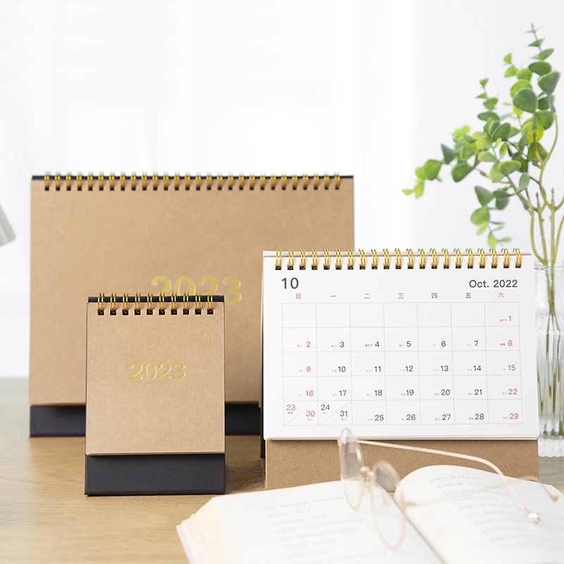 2023 Ins Solid Color Vertical Kraft Paper Calendar Simple Desktop