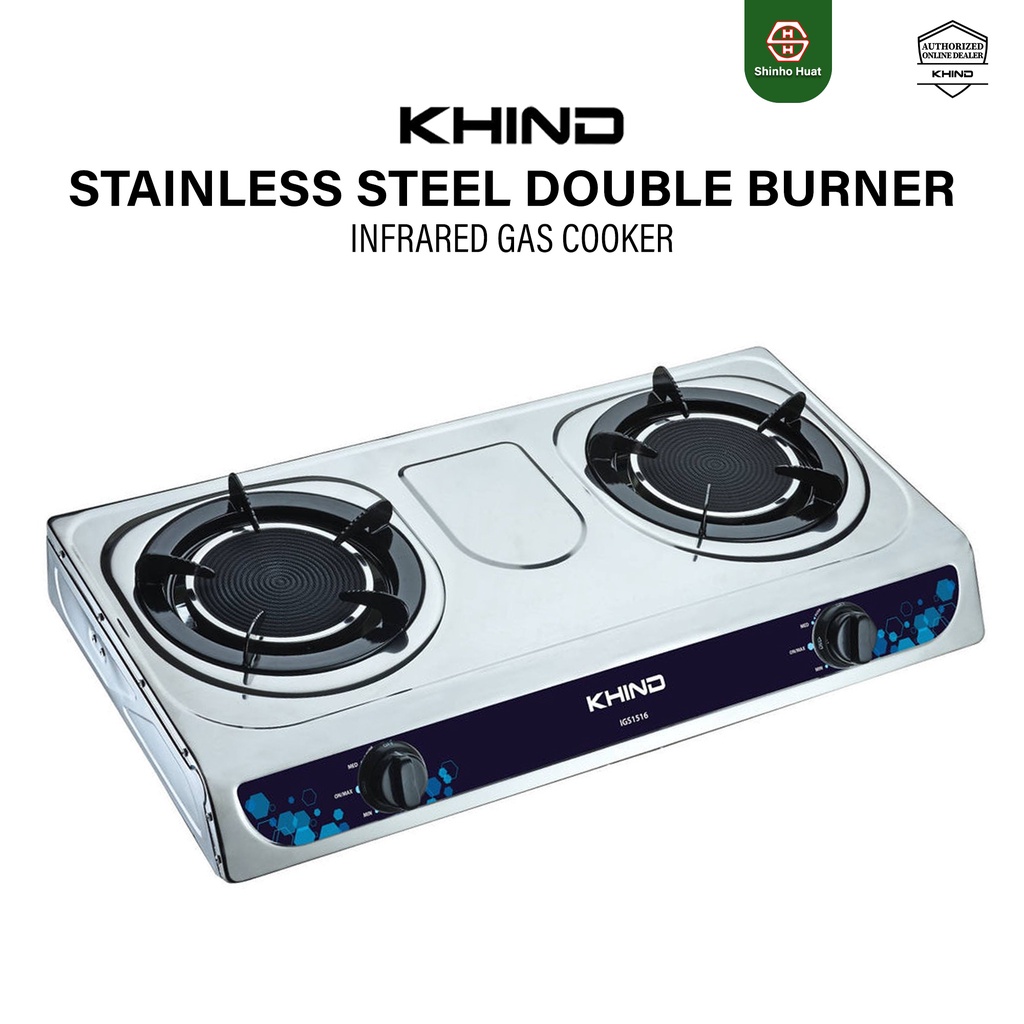 Khind IGS1516 Infrared Gas Cooker 2 Burner Gas Stove Table Top
