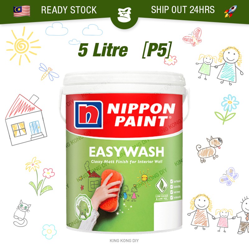 5L (P5) NIPPON PAINT EasyWash Easy Wash Vinilex Water Based White