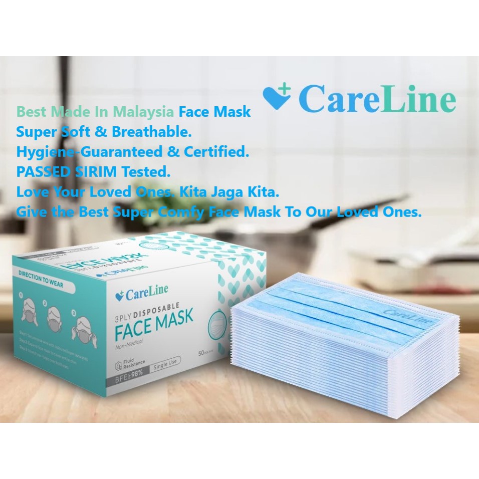 Face Mask Buatan Malaysia [𝐋𝐔𝐋𝐔𝐒 𝐒𝐈𝐑𝐈𝐌 𝐓𝐞𝐬𝐭𝐞𝐝] Careline 3Ply Ear Loop