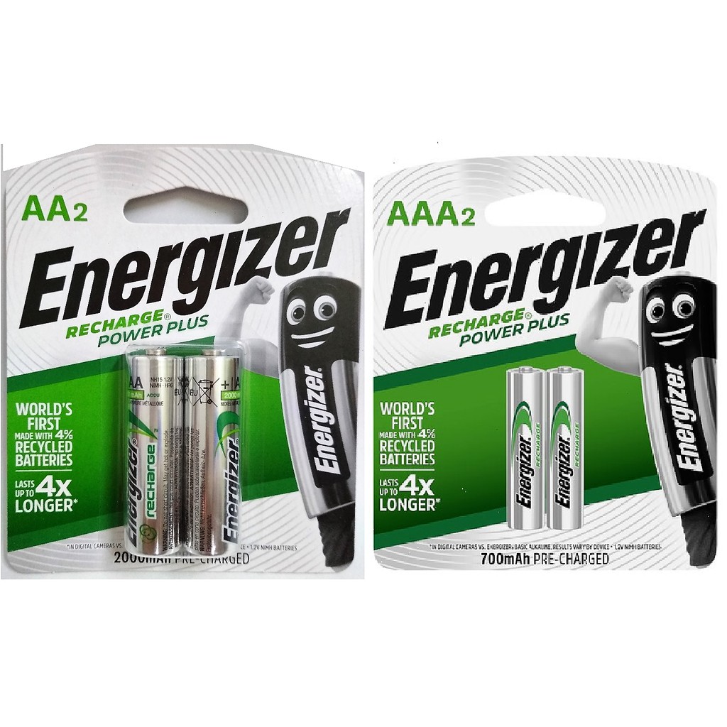Energizer Rechargeable Battery AA/AAA Power Plus (2000mAh/700mAh) [2pcs