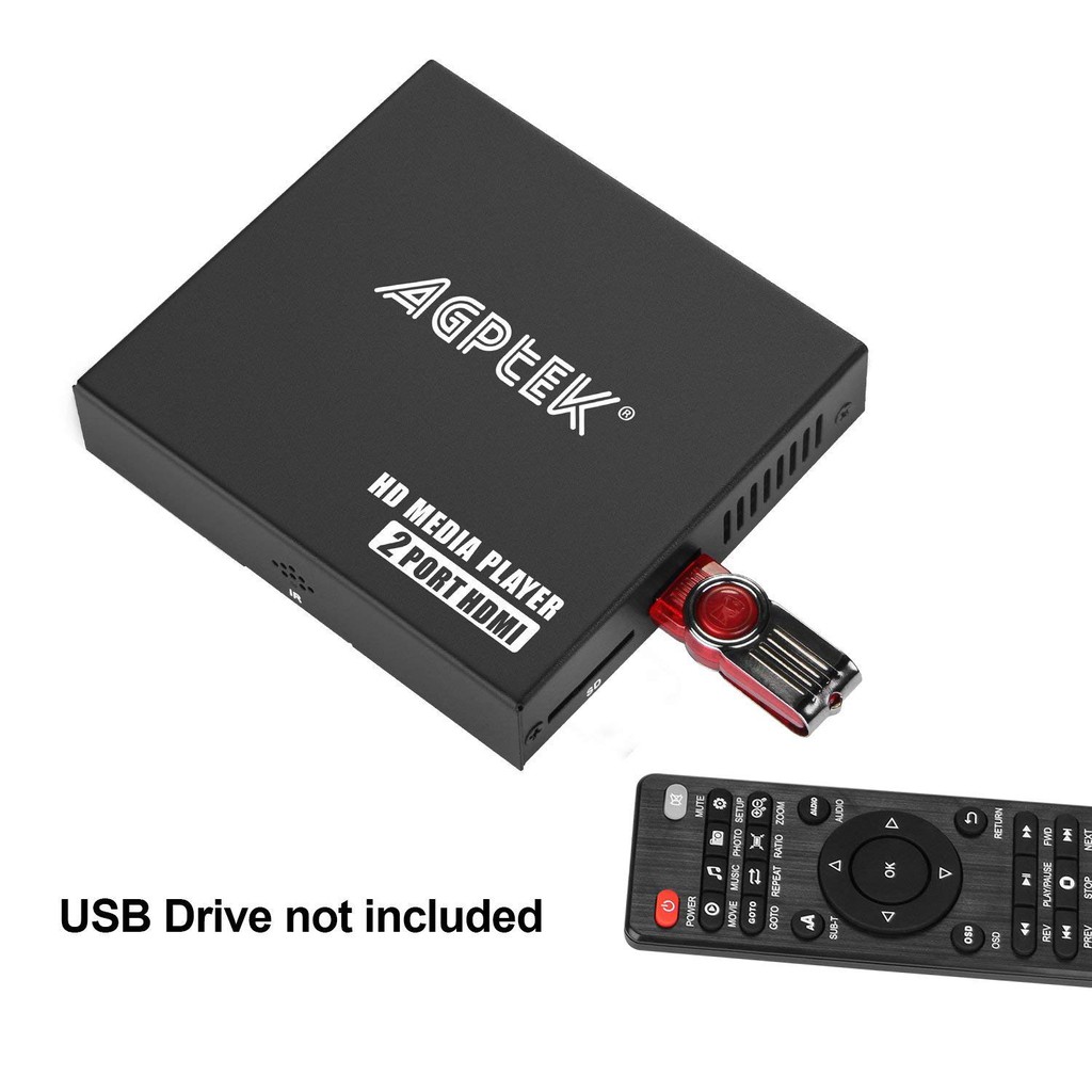 Media Player Play Video and Photos with USB Drive/SD Cards/HDD/External