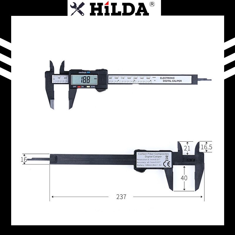 HILDA Digital Caliper Stainless steel Electronic Vernier Caliper 0