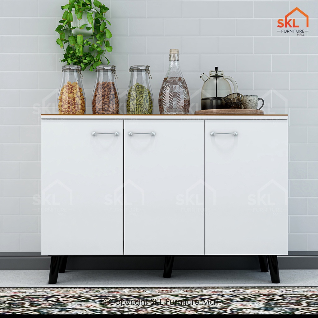 JEN 3 Doors 4FT Kitchen Base Unit Tiles Top Kitchen Storage