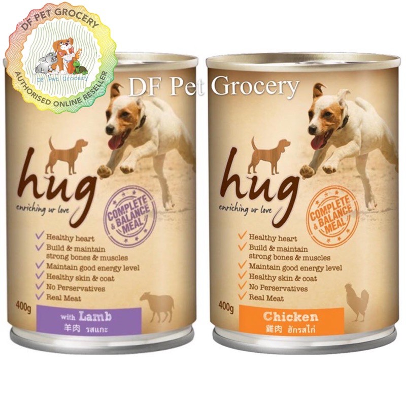 Hug Dog Canned Food 400gm X 6 can Lamb / Chicken Shopee Malaysia