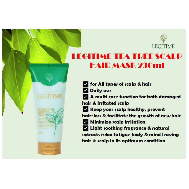 [KOREA] Legitime Tea Tree Scalp Hair Mask Treatment for Dandruff, Hair Loss, Scalp Irritation