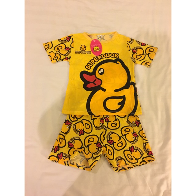 Super duck baby clothes set (tshirt +short pant) ( yellow) Shopee