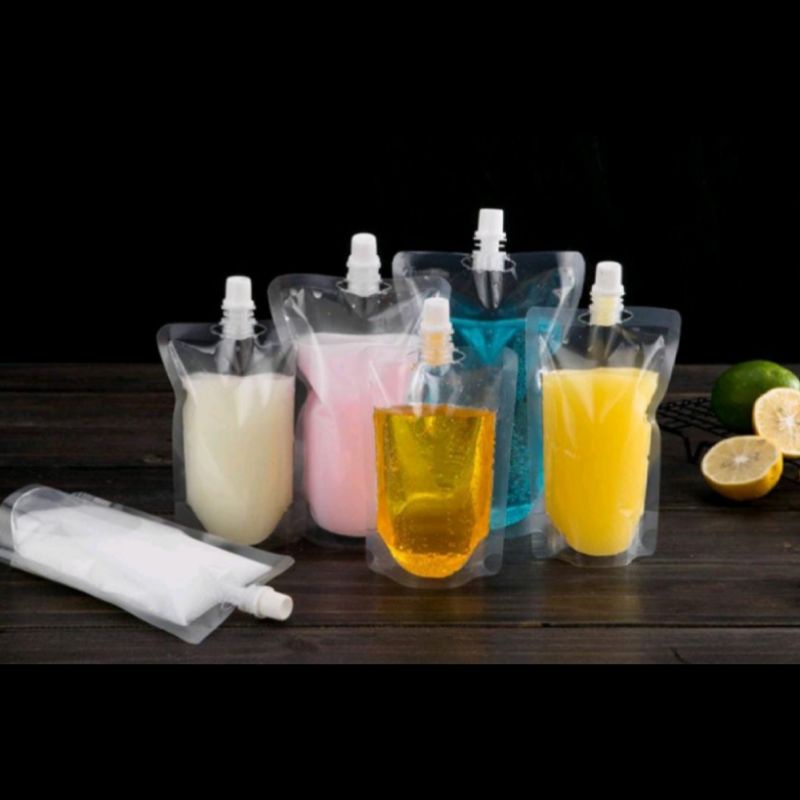 RENEQ SPOUT TRANSPARENT NOZZLE BAG STAND UP POUCH WITH CAP FOR LIQUID