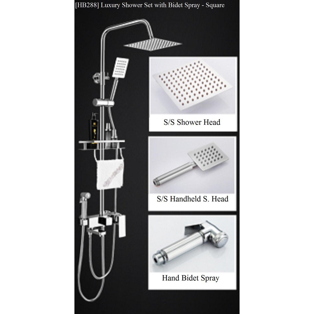 [HB288] Luxury Rain Shower Set with Bidet Spray For Water Heater